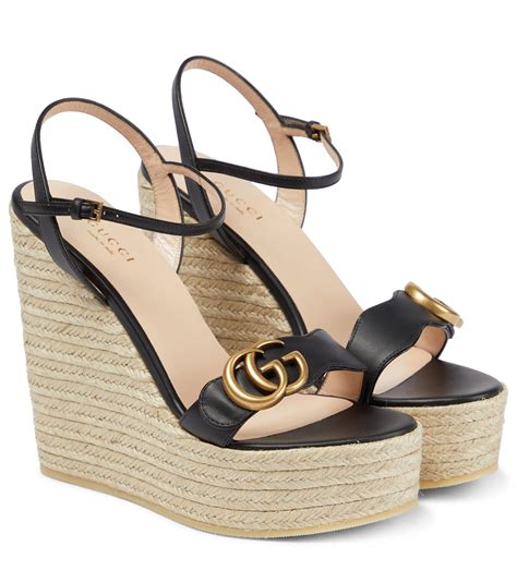 women gucci wedges|Gucci espadrille sandals outfit.